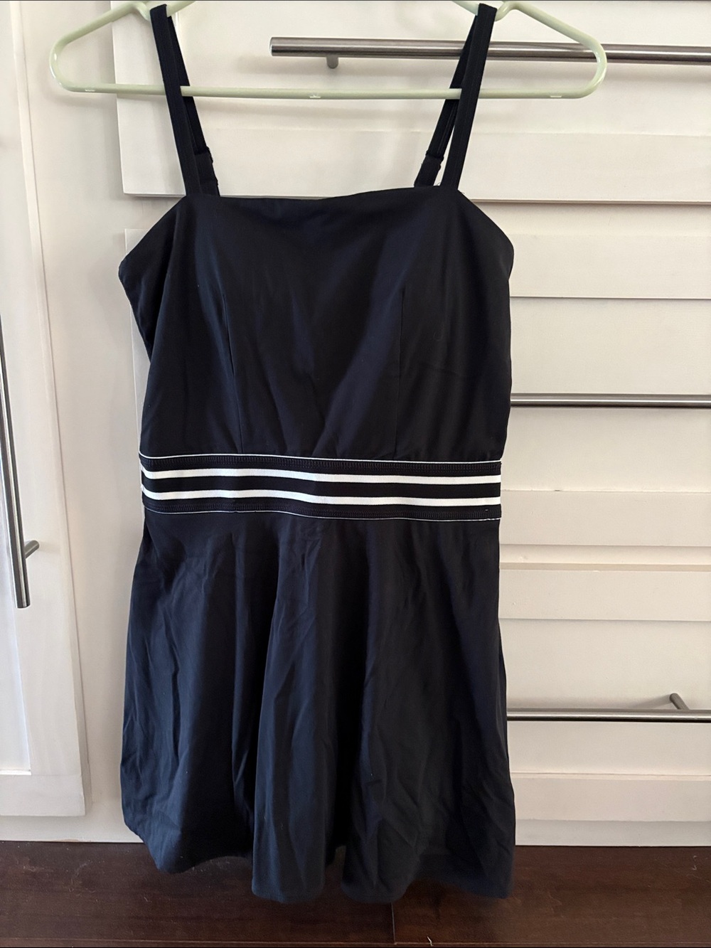 Black Striped Waist Athletic Dress